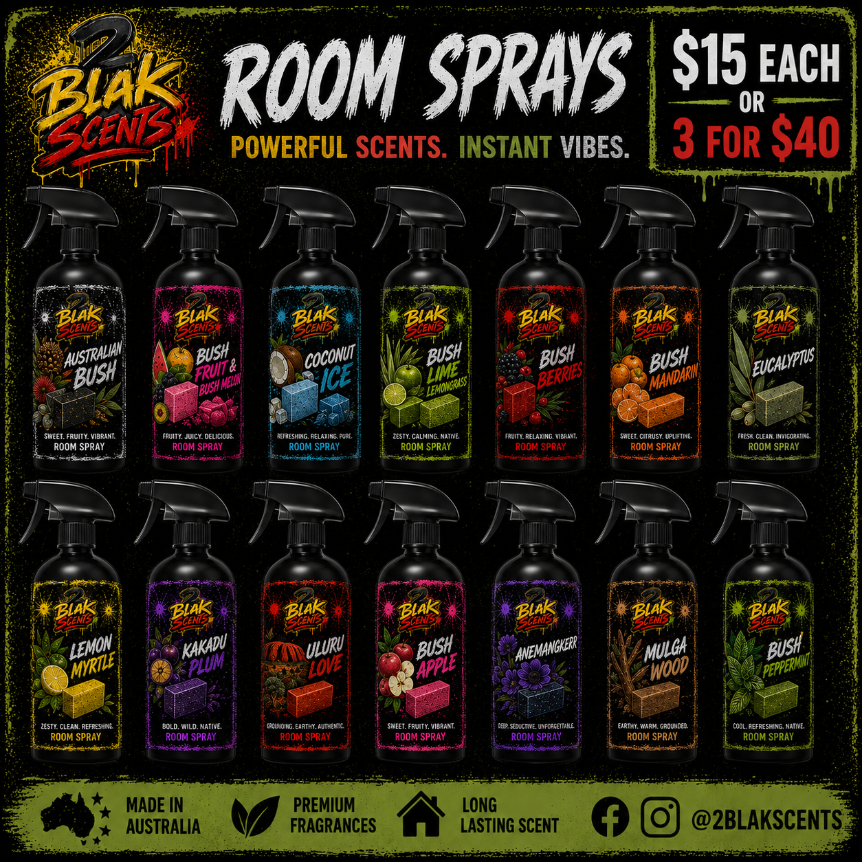 2blak Scents Room Sprays
